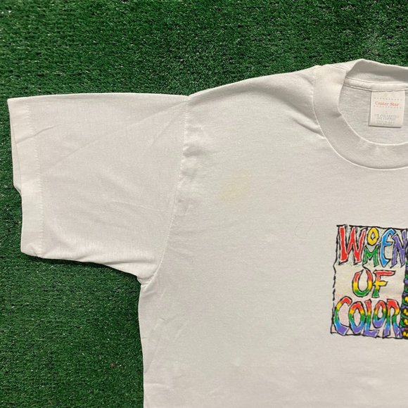 Vintage 80s Feminist Shirt BIPOC Rainbow Single Stitch Tee - Picture 2 of 6